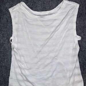 Athleta Vitality White Burnout Top Shirt Sz Large